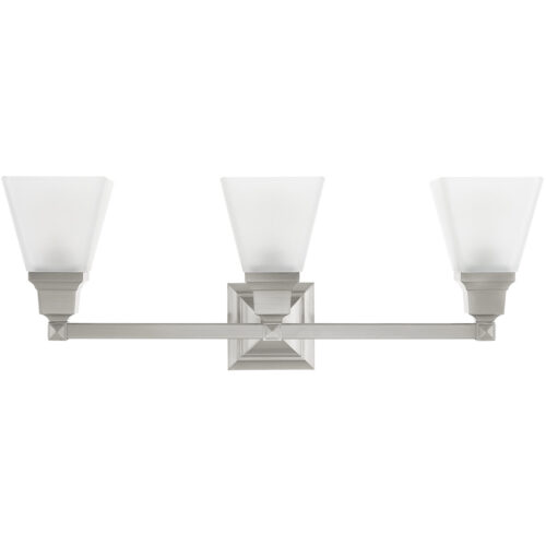 25.25 inch 3 Light Brushed Nickel Bathroom Vanity light fixture with Satin Glass Shade-Lighting LumensBath/Vanity