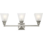 25.25 inch 3 Light Brushed Nickel Bathroom Vanity light fixture with Satin Glass Shade-Lighting LumensBath/Vanity