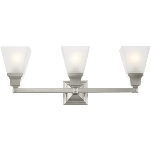 25.25 inch 3 Light Brushed Nickel Bathroom Vanity light fixture with Satin Glass Shade-Lighting LumensBath/Vanity