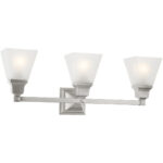 25.25 inch 3 Light Brushed Nickel Bathroom Vanity light fixture with Satin Glass Shade-Lighting LumensBath/Vanity