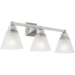 25.25 inch 3 Light Brushed Nickel Bathroom Vanity light fixture with Satin Glass Shade-Lighting LumensBath/Vanity