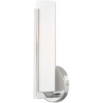 4.375 inch 10W LED Polished Chrome ADA Wall Sconce with Satin White Acrylic Shade Shade-Lighting LumensWall Sconces