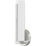 4.375 inch 10W LED Polished Chrome ADA Wall Sconce with Satin White Acrylic Shade Shade-Lighting LumensWall Sconces