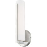 4.375 inch 10W LED Polished Chrome ADA Wall Sconce with Satin White Acrylic Shade Shade-Lighting LumensWall Sconces