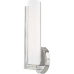 4.375 inch 10W LED Polished Chrome ADA Wall Sconce with Satin White Acrylic Shade Shade-Lighting LumensWall Sconces