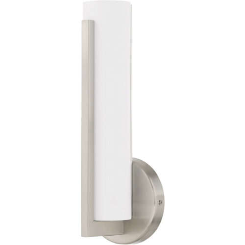 4.375 inch 10W LED Brushed Nickel ADA Wall Sconce with Satin White Acrylic Shade Shade-Lighting LumensWall Sconces