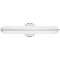 4.375 inch 18W LED Polished Chrome ADA Bathroom Vanity light fixture with Satin White Acrylic Shade-Lighting LumensBath/Vanity