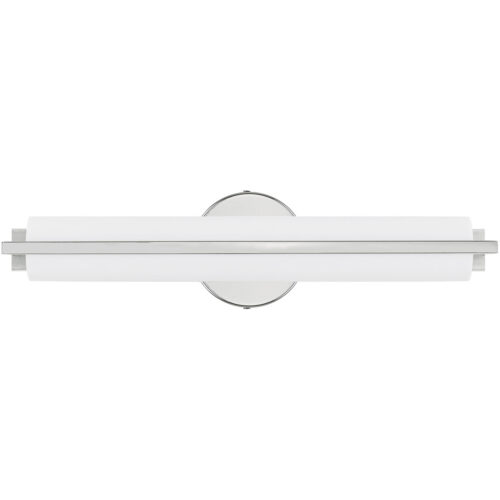 4.375 inch 18W LED Polished Chrome ADA Bathroom Vanity light fixture with Satin White Acrylic Shade-Lighting LumensBath/Vanity