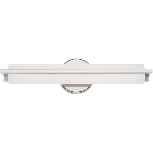 4.375 inch 18W LED Polished Chrome ADA Bathroom Vanity light fixture with Satin White Acrylic Shade-Lighting LumensBath/Vanity