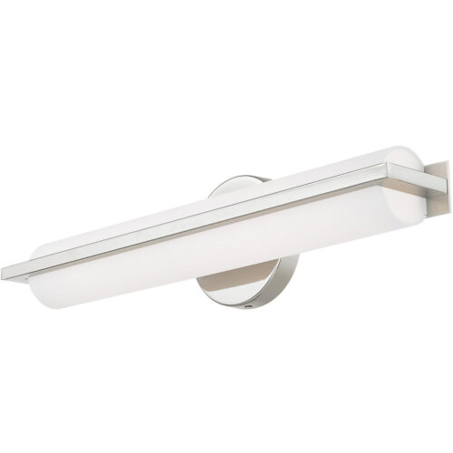 4.375 inch 18W LED Polished Chrome ADA Bathroom Vanity light fixture with Satin White Acrylic Shade-Lighting LumensBath/Vanity