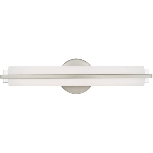 4.375 inch 18W LED Brushed Nickel ADA Bathroom Vanity light fixture with Satin White Acrylic Shade-Lighting LumensBath/Vanity