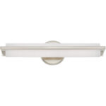 4.375 inch 18W LED Brushed Nickel ADA Bathroom Vanity light fixture with Satin White Acrylic Shade-Lighting LumensBath/Vanity