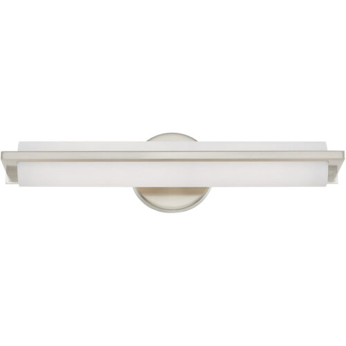 4.375 inch 18W LED Brushed Nickel ADA Bathroom Vanity light fixture with Satin White Acrylic Shade-Lighting LumensBath/Vanity