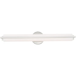 4.375 inch 32W LED Polished Chrome ADA Bathroom Vanity light fixture with Satin White Acrylic Shade-Lighting LumensBath/Vanity