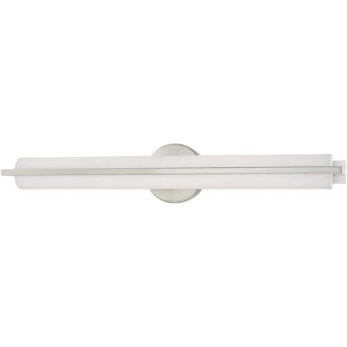 4.375 inch 32W LED Brushed Nickel ADA Bathroom Vanity light fixture with Satin White Acrylic Shade-Lighting LumensBath/Vanity