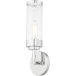 5.125 inch 1 Light Polished Chrome ADA Wall Sconce with Clear Glass Shade-Lighting LumensWall Sconces