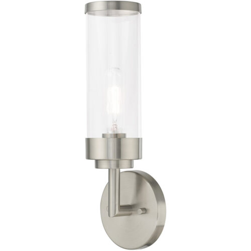 5.125 inch 1 Light Brushed Nickel ADA Wall Sconce with Clear Glass Shade-Lighting LumensWall Sconces