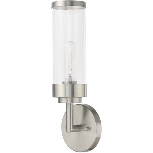 5.125 inch 1 Light Brushed Nickel ADA Wall Sconce with Clear Glass Shade-Lighting LumensWall Sconces