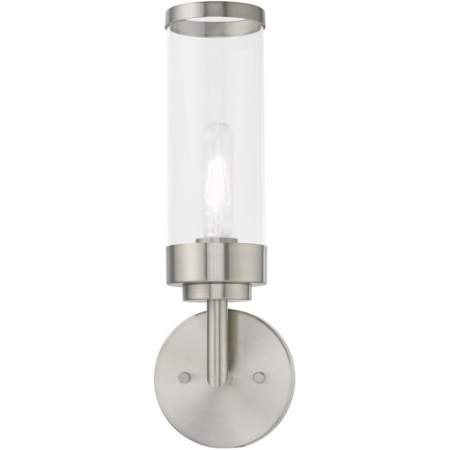 5.125 inch 1 Light Brushed Nickel ADA Wall Sconce with Clear Glass Shade-Lighting LumensWall Sconces