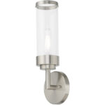 5.125 inch 1 Light Brushed Nickel ADA Wall Sconce with Clear Glass Shade-Lighting LumensWall Sconces