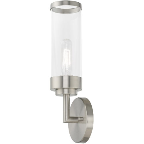 5.125 inch 1 Light Brushed Nickel ADA Wall Sconce with Clear Glass Shade-Lighting LumensWall Sconces