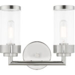 12.75 inch 2 Light Polished Chrome Bathroom Vanity light fixture with Clear Glass Shade-Lighting LumensBath/Vanity