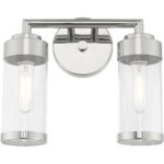 12.75 inch 2 Light Polished Chrome Bathroom Vanity light fixture with Clear Glass Shade-Lighting LumensBath/Vanity