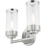 12.75 inch 2 Light Polished Chrome Bathroom Vanity light fixture with Clear Glass Shade-Lighting LumensBath/Vanity