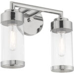 12.75 inch 2 Light Polished Chrome Bathroom Vanity light fixture with Clear Glass Shade-Lighting LumensBath/Vanity