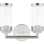 12.75 inch 2 Light Polished Chrome Bathroom Vanity light fixture with Clear Glass Shade-Lighting LumensBath/Vanity