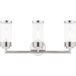 23.5 inch 3 Light Polished Chrome Bathroom Vanity light fixture with Clear Glass Shade-Lighting LumensBath/Vanity