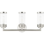 23.5 inch 3 Light Polished Chrome Bathroom Vanity light fixture with Clear Glass Shade-Lighting LumensBath/Vanity