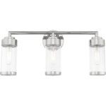 23.5 inch 3 Light Polished Chrome Bathroom Vanity light fixture with Clear Glass Shade-Lighting LumensBath/Vanity