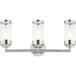 23.5 inch 3 Light Polished Chrome Bathroom Vanity light fixture with Clear Glass Shade-Lighting LumensBath/Vanity