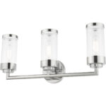 23.5 inch 3 Light Polished Chrome Bathroom Vanity light fixture with Clear Glass Shade-Lighting LumensBath/Vanity