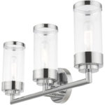 23.5 inch 3 Light Polished Chrome Bathroom Vanity light fixture with Clear Glass Shade-Lighting LumensBath/Vanity