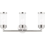 23.5 inch 3 Light Polished Chrome Bathroom Vanity light fixture with Clear Glass Shade-Lighting LumensBath/Vanity