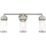 23.5 inch 3 Light Brushed Nickel Bathroom Vanity light fixture with Clear Glass Shade-Lighting LumensBath/Vanity