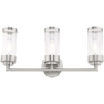 23.5 inch 3 Light Brushed Nickel Bathroom Vanity light fixture with Clear Glass Shade-Lighting LumensBath/Vanity