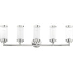 35.75 inch 5 Light Polished Chrome Bathroom Vanity light fixture with Clear Glass Shade-Lighting LumensBath/Vanity