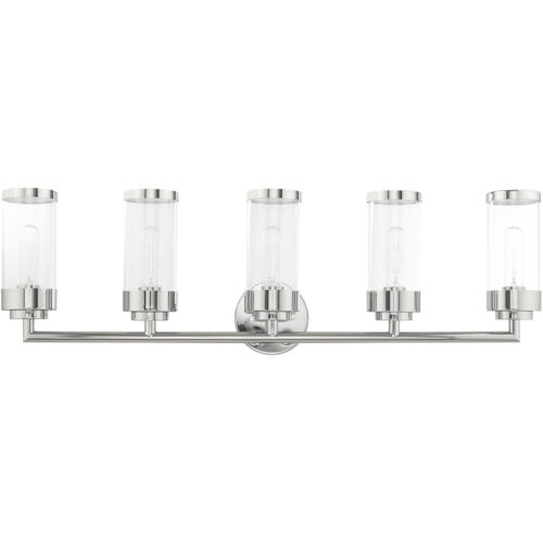 35.75 inch 5 Light Polished Chrome Bathroom Vanity light fixture with Clear Glass Shade-Lighting LumensBath/Vanity