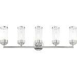 35.75 inch 5 Light Polished Chrome Bathroom Vanity light fixture with Clear Glass Shade-Lighting LumensBath/Vanity