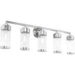 35.75 inch 5 Light Polished Chrome Bathroom Vanity light fixture with Clear Glass Shade-Lighting LumensBath/Vanity