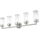 35.75 inch 5 Light Polished Chrome Bathroom Vanity light fixture with Clear Glass Shade-Lighting LumensBath/Vanity