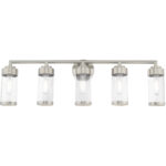 35.75 inch 5 Light Brushed Nickel Bathroom Vanity light fixture with Clear Glass Shade-Lighting LumensBath/Vanity