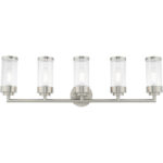 35.75 inch 5 Light Brushed Nickel Bathroom Vanity light fixture with Clear Glass Shade-Lighting LumensBath/Vanity