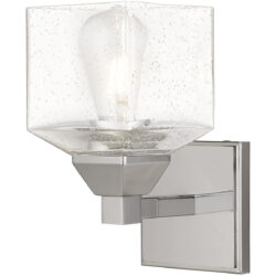 4.75 inch 1 Light Polished Chrome Wall Sconce with Hand Blown Clear Seeded Glass Shade-Lighting LumensWall Sconces