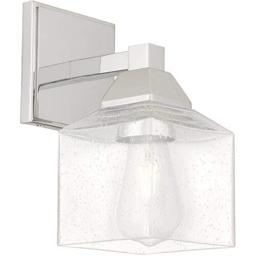 4.75 inch 1 Light Polished Chrome Wall Sconce with Hand Blown Clear Seeded Glass Shade-Lighting LumensWall Sconces