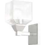 4.75 inch 1 Light Polished Chrome Wall Sconce with Hand Blown Clear Seeded Glass Shade-Lighting LumensWall Sconces