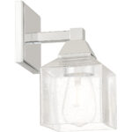 4.75 inch 1 Light Polished Chrome Wall Sconce with Hand Blown Clear Seeded Glass Shade-Lighting LumensWall Sconces